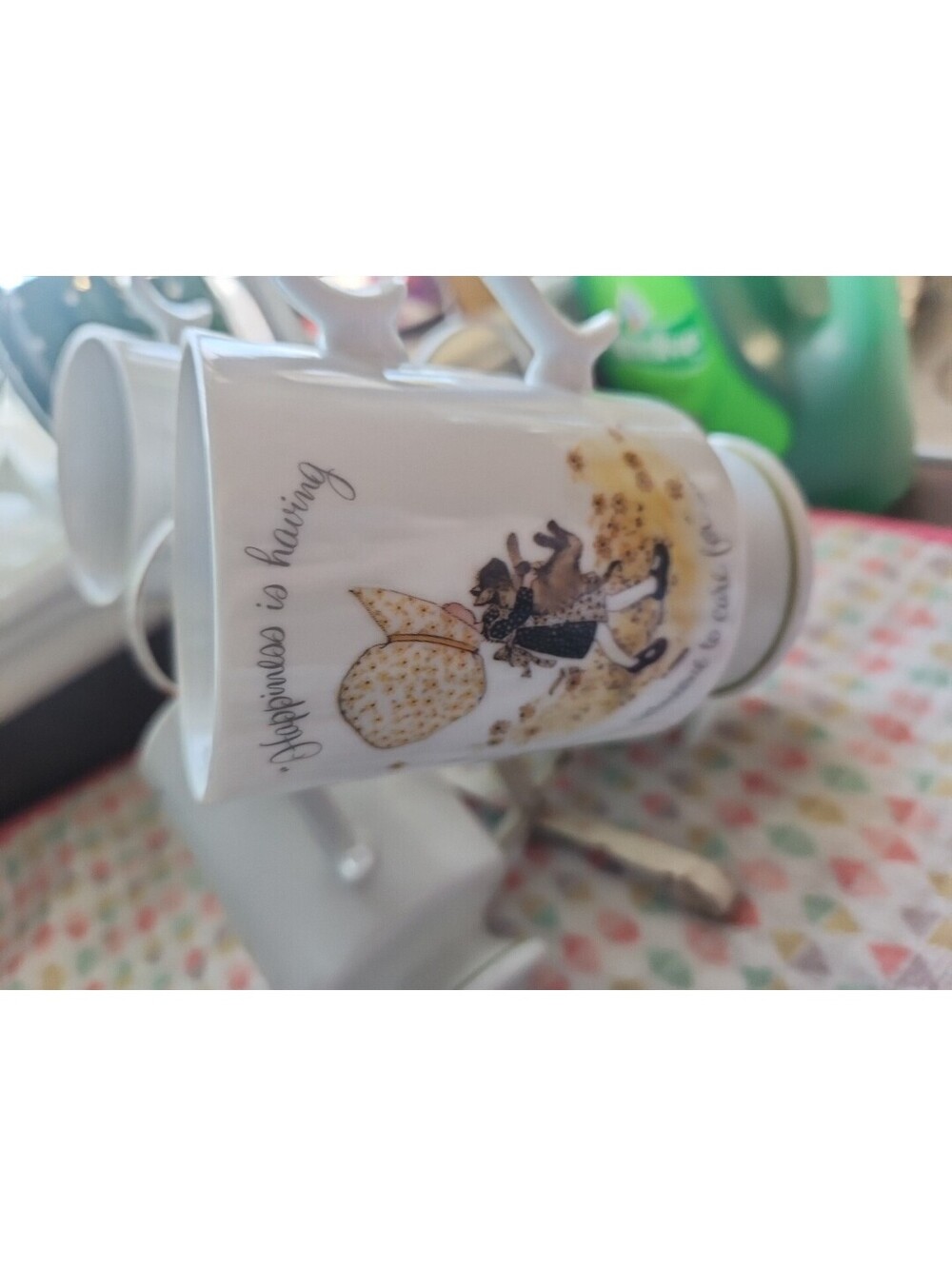 VTG Holly Hobbie Porcelain Pedestal Coffee/Tea Cup Happiness is having someone